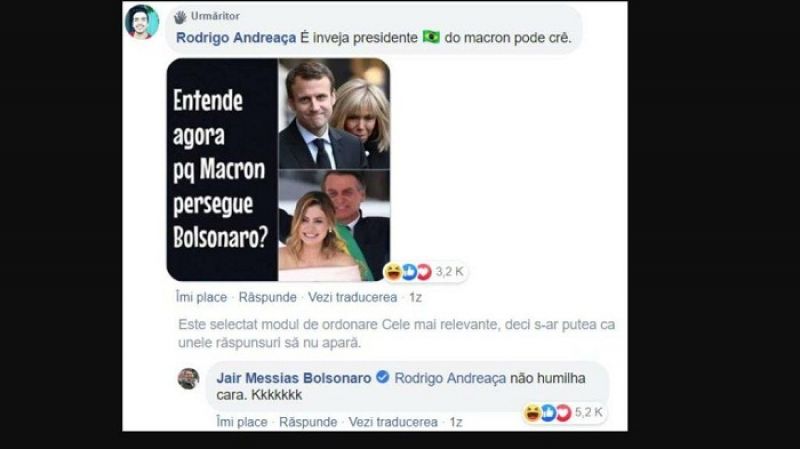 Bolsonaro se burla de Brigitte Macron y el lÃ­der francÃ©s contesta: 