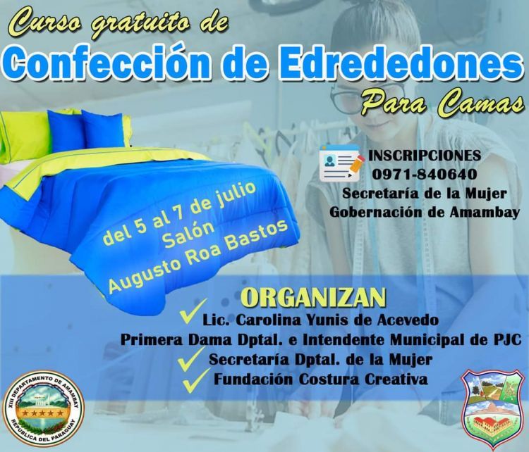 Hoy inicia curso gratuito de confección de edredones en la Gobernación